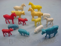 Brinquedo antigo - Estrela - Conjunto Animais da Fazenda com 14 bichos Ano 1976