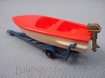 1. Brinquedos antigos - Matchbox - Sports Boat and Trailer black plastic Regular Wheels