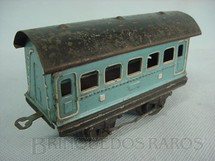 Brinquedos Antigos - Sem identificação - Carro de Passageiros azul com 2 eixos Década de 1940