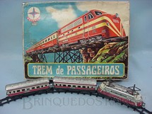Brinquedos Antigos - Estrela - Conjunto de Locomotiva e dois Carros de Passageiros Trem de Passageiros Ferrorama Datado 14 Mar 1972