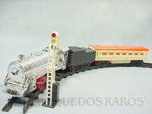 1. Brinquedos antigos - Estrela - Expresso Fumacinha Conjunto com Locomotiva a vapor Carro de Passageiros sinal e trilhos Ano 1975