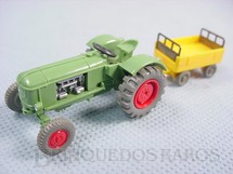 1. Brinquedos antigos - Wiking - Trator agrícola Deutz com reboque. Década de 1960