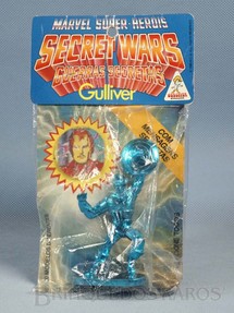 1. Brinquedos antigos - Casablanca e Gulliver - Capitão América de plástico metalizado azul Série Secret Wars completo com Mensagem Secreta Ano 1988