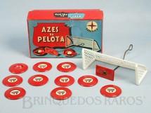 Brinquedos Antigos - Estrela - Jogo de Futebol de Botão Azes da Pelota com time do São Paulo Futebol Clube Completo com Trave e goleiro Ano 1960