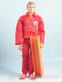 Brinquedos Antigos - Kenner - Boneco Ciborg Homem de Seis Milhões de Dólares The Six Million Dollar Man completo com Viga e 3 itens Ano 1973