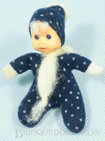 Brinquedos Antigos - Trol - Fofolete com olhos de plástico 6,00 Cm de altura Azul escuro com bolinhas brancas Década de 1970