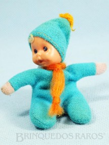 Brinquedos Antigos - Trol - Fofolete com olhos de plástico 6,00 Cm de altura Azul Claro Década de 1970