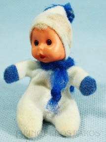 Brinquedos Antigos - Trol - Fofolete com olhos de plástico 6,00 Cm de altura Branca e azul Década de 1970