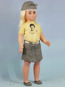 Brinquedos Antigos - Atma - Boneca Calhambeque com 70 cm de altura olhos de dormir e de acompanhar Sistema Visorama Completa e 100% original Blusa com Rosto de Roberto Carlos seu autógrafo e a frase É Uma Brasa Mora estampados Ano 1966 