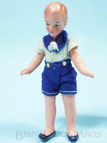 Brinquedos Antigos - Sem identificação - Boneco com 8,00 cm de altura Roupa de tecido Década de 1930