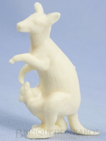 1. Brinquedos antigos - Casablanca e Gulliver - Canguru com Filhote de plástico branco Série Zoológico década de 1970
