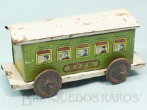 Brinquedos Antigos - EVA - Carro de Passageiros Verde Estrada de Ferro Central do Brasil com 14,00 cm de comprimento Ano 1937 