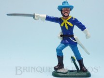 1. Brinquedos antigos - Casablanca e Gulliver - Comandante da Sétima Cavalaria de pé com Sabre Plástico azul Ano 1986 