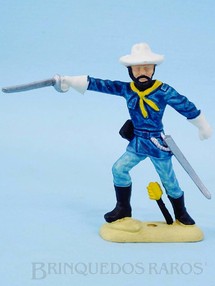 Brinquedos Antigos - Casablanca e Gulliver - Comandante da Sétima Cavalaria de pé com Sabre Plástico branco Série Atlantic Ano 1986 