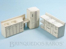 Brinquedos Antigos - Sem identificação - Conjunto com 3 peças de móveis de Cozinha de Casa de Bonecas Década de 1950