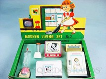 Brinquedos Antigos - Modern Toys e Masudaya Toys - Conjunto de seis eletrodomésticos para boneca Modern Living Set Década de 1960
