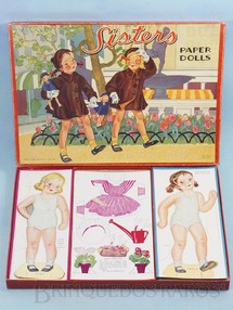 1. Brinquedos antigos - SAML. Gabriel Sons & Co. - Conjunto Sisters Papper Dolls com 2 Bonecas e 12 conjunto de Roupas para recortar Década de 1950 