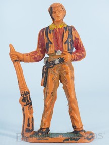 1. Brinquedos antigos - Casablanca e Gulliver - Cowboy de pé com rifle Personagem Ben Cartwright Série Fazenda Chaparral Gulliver Década de 1970