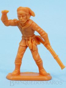 Brinquedos Antigos - Casablanca e Gulliver - Cowboy Minerador de pé com rifle de plástico beje 4,00 cm de altura Série Mini Forte Apache Mini Figuras Atlantic Década de 1990