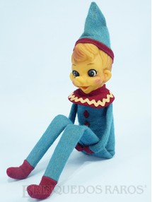Brinquedos Antigos - Sem identificação - Duende sentado com 25,00 cm de altura Cabeça de Vinil e Roupa de feltro Década de 1960