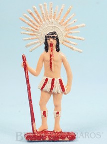 1. Brinquedos antigos - Brinqboy - Figura de Índio Brasileiro Cacique 12,00 cm de altura Década de 1960