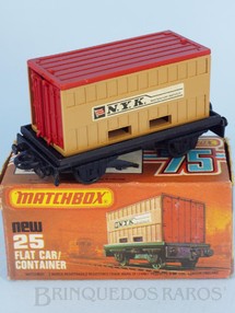 Brinquedos Antigos - Matchbox - Flat Car whit N.Y.K. Container Superfast