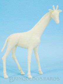 1. Brinquedos antigos - Casablanca e Gulliver - Girafa de plástico branco com cabeça para o lado Série Zoológico Década de 1970