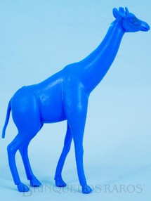 1. Brinquedos antigos - Casablanca e Gulliver - Girafa de plástico azul escuro com cabeça para a frente Série Zoológico Década de 1970