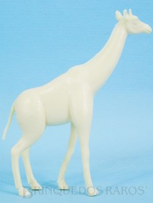 1. Brinquedos antigos - Casablanca e Gulliver - Girafa de plástico branco com cabeça para a frente Série Zoológico Década de 1970