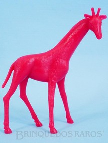 1. Brinquedos antigos - Casablanca e Gulliver - Girafa de plástico vermelho com cabeça para o lado Série Zoológico Década de 1970