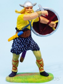 1. Brinquedos antigos - Elastolin - Guerreiro Gaulês com Espada e Escudo Figura Matriz da Série Viking Casablanca pintura original Década de 1990