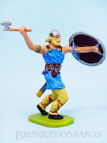 1. Brinquedos antigos - Elastolin - Guerreiro Gaulês com Machado e Escudo Figura Matriz da Série Viking Casablanca pintura original Década de 1990