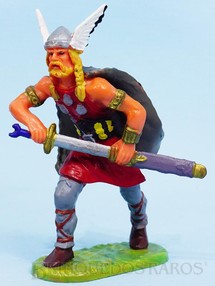 1. Brinquedos antigos - Elastolin - Guerreiro Gaulês sacando a Espada Figura Matriz da Série Viking Casablanca pintura original Década de 1990