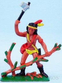 Brinquedos Antigos - Casablanca e Gulliver - Índio de pé com machado cortando lenha Série Atlantic Ano 1986  
