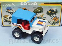 1. Brinquedos antigos - Bandeirante Banesa - Jeep Willys versão Passeio Coleção Rodão com 11,00 cm de comprimento Década de 1980