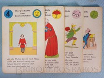 1. Brinquedos antigos - Sem identificação - Jogo Quarteto Struwwelpeter Quartettspiel com Histórias infantis de cunho pedagógico do Livro de Heinrich Hoffmann completo com 6 grupos de 4 cartas Ano 1950