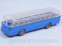 1. Brinquedos antigos - Wiking - Ônibus Bussing azul com teto transparente Década de 1960