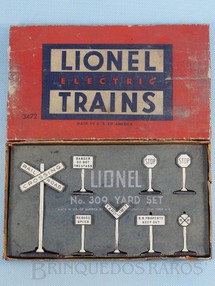 1. Brinquedos antigos - Lionel - Placas de sinalização 309 Yard Sign Set Ano 1950 a 1959