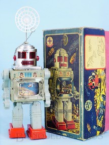 1. Brinquedos antigos - Estrela - Robot com TV no peito de lata e plástico Brazilian Robot 28,00 cm de altura Ano 1970