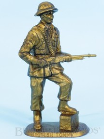 Brinquedos Antigos - Sem identificação - Soldado Britânico Tommy de plástico dourado brinde Sucrilhos Kelloggs Década de 1970