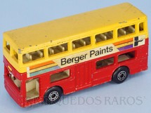 1. Brinquedos antigos - Matchbox - Inbrima - The Londoner Superfast amarelo e vermelho Berger Paints Label Brazilian Matchbox Inbrima 1970