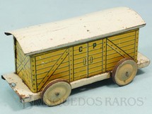 1. Brinquedos antigos - EVA - Vagão Furgão Amarelo Companhia Paulista de Estradas de Ferro com 14,00 cm de comprimento Ano 1937 