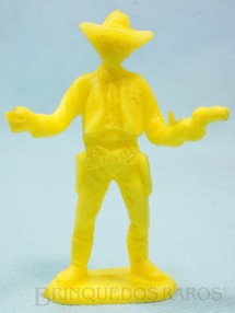 1. Brinquedos antigos - Casablanca e Gulliver - Xerife de pé com dois revolveres de plástico amarelo Década de 1980