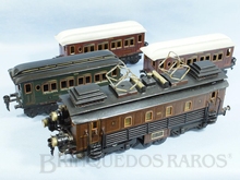 Brinquedo antigo Marklin Conjunto Gotthard com Locomotiva e três Carros de Passageiros Ano 1919 Comprimento 90,00 cm