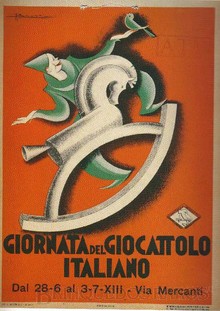 Brinquedos antigos -  - Cartaz Art Decô anunciando a Feira do Brinquedo Italiano em 1913