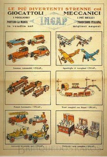 Brinquedos antigos -  - Cartaz de divulgação da industria de brinquedos Ingap de Milão, Italia, no inicio do século XX