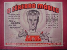 Brinquedos antigos -  - Rótulo da Caixa do Jogo Cérebro Mágico fabricado pela Kiehl Brasil na década de 1950 Obra assinada pelo Artista Kraus
