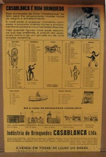 Brinquedos antigos -  - Cartaz-Catálogo da Fábrica Casablanca, Brasil, década de 1960. Esse Cartaz vinha colado no interior da tampa das caixas dos brinquedos da Fábrica
