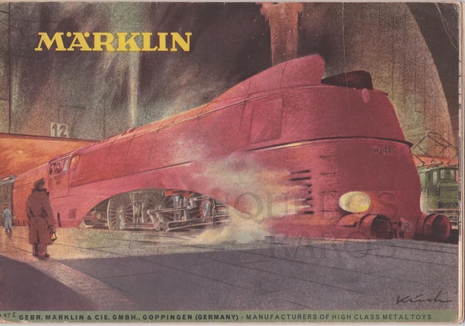Brinquedo antigo Marklin Catálogo anos 1947 Edição em alemão com 32 páginas coloridas