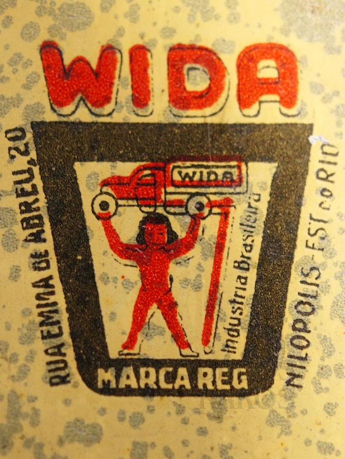 Brinquedo antigo Logotipo Wida primeira fabrica brasileira de brinquedos com Exemplares conhecidos Este Logotipo encontra-se estampado nos brinquedos da empresa Ano 1932 